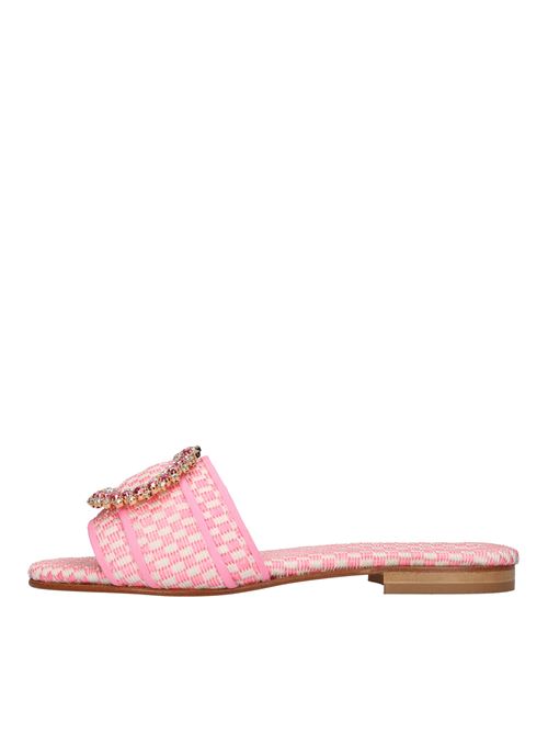 Mules in rafia e tessuto EMANUELA CARUSO | R02/CT10RAFIAQUADRROSA-BIANCO